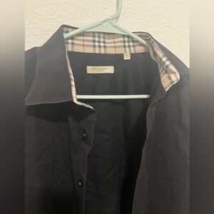 Burberry Black Button down Shirt with Iconic Check Lining